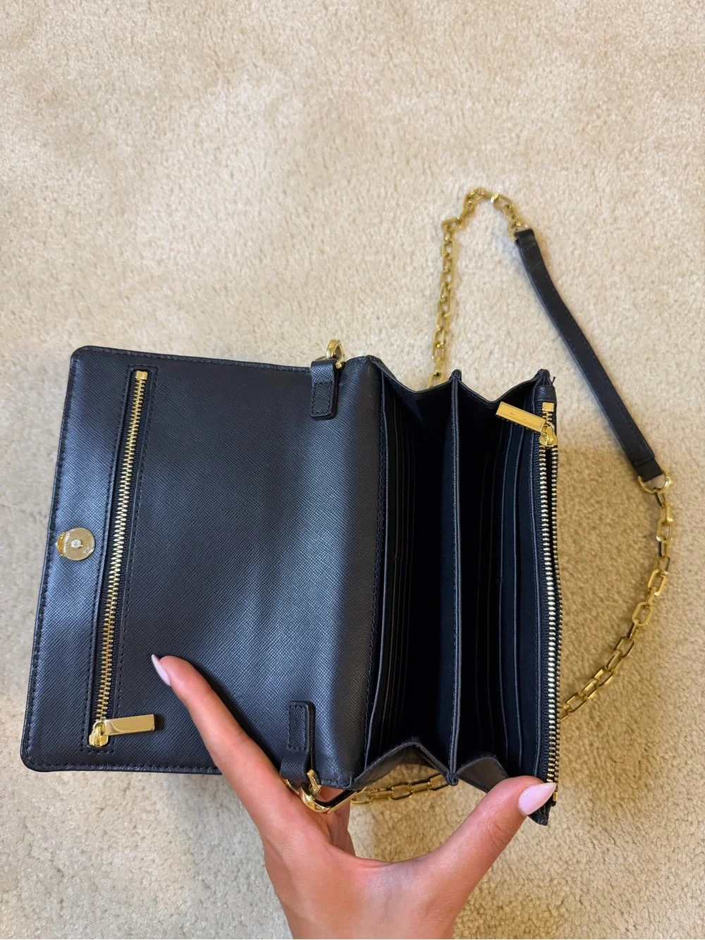 Tory Burch Wallet on a Chain in Black